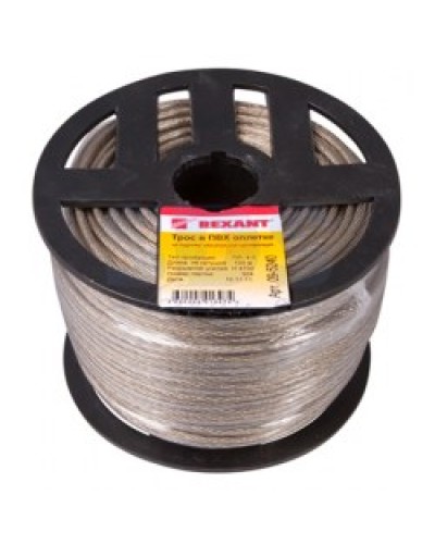 Трос стальной в ПВХ изоляции d4 мм (100 м) REXANT 09-5240 в Первоуральске Крепежные изделия Pintop.ru