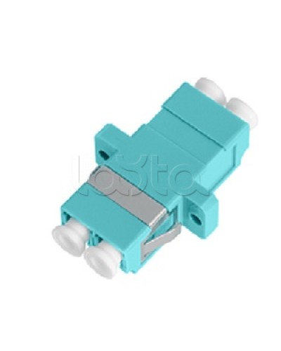 Адаптер NIKOMAX волоконно-оптический, соединительный, многомодовый, стандарта OM3, LC/UPC-LC/UPC, двойной, пластиковый, без шторки, с фланцами, аква, уп-ка 2шт. NIKOMAX (NMF-OA2M3-FN-LCU-LCU-AQ-2) в Первоуральске Проходные адаптеры и розетки оптические Pint