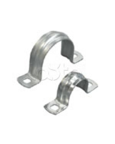 Скоба оцинкованная с двумя отверстиями для трубы D25мм, м.о.8,5-6,0мм (1уп=100шт) Экопласт (43625P) в Первоуральске Держатели, клипсы, скобы Pintop.ru