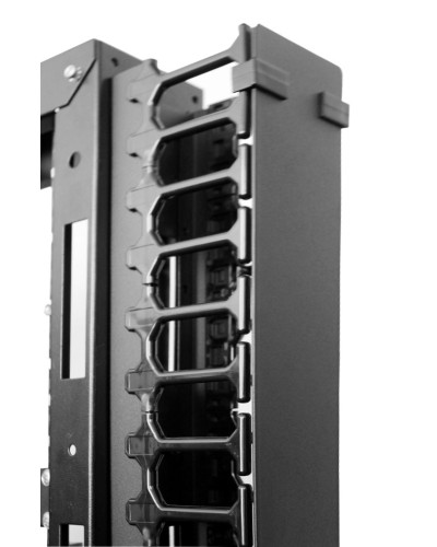 Вертикальный кабельный органайзер с пласт. пальцами для шкафов ШТК-СП-48.6.x, 2 компл ЦМО (ВКО-П-24/48U-9005) в Первоуральске Кабельные органайзеры Pintop.ru