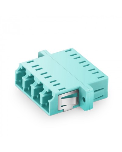 Оптический адаптер OM3, квадро LC, с фланцами, бирюзовый Eurolan (36A-30-4L-02AQ) в Первоуральске Проходные адаптеры и розетки оптические Pintop.ru