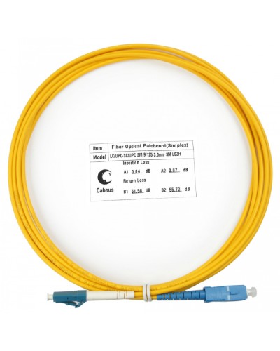 Шнур оптический simplex LC-SC 9/125 SM 3 м LSZH Cabeus FOP(s)-9-LC-SC-3M в Первоуральске Патч-корды оптические Pintop.ru