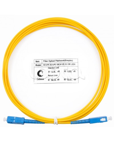 Патч-корд волоконно-оптический (шнур) SM 9/125 simplex SC-SC LSZH (3м) Cabeus FOP(s)-9-SC-SC-3m в Первоуральске Патч-корды оптические Pintop.ru