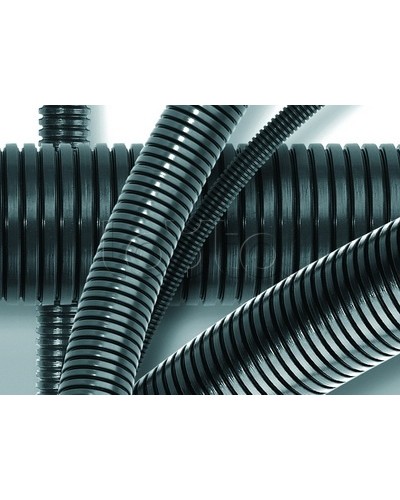 Труба ПА 6 гибкая гофр. д.40мм, ПВ-0, без протяжки, 20м, цвет тёмно-серый DKC 80040 в Первоуральске Труба гофрированная Pintop.ru