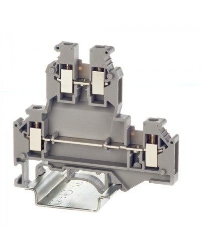 Клемма двухуровневая, винтовой зажим, 4 точки подключения, 4 кв.мм, серая DKC (KRUKB-5) в Первоуральске Клеммные колодки Pintop.ru