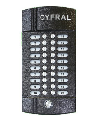 Блок вызова аудиодомофона на 20 абонентов Цифрал M-20M/T в Первоуральске Блоки вызова многоабонентные Pintop.ru