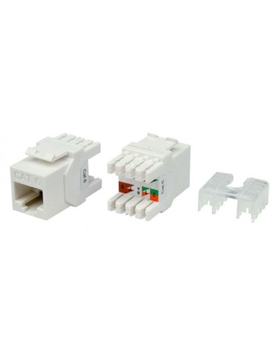 Вставка Keystone Jack RJ-45(8P8C) Hyperline KJ8-8P8C-C6-180-WH в Первоуральске Модули Keystone Pintop.ru