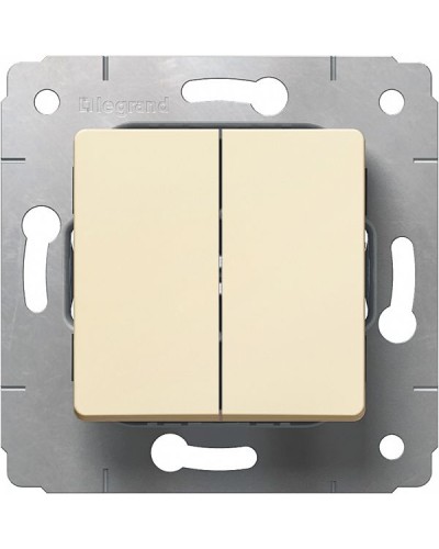 Выключатель двухклавишный автоматические клеммы 10 А 250 В слоновая кость Cariva Legrand 773758 в Первоуральске Аксессуары для кабель-канала Pintop.ru