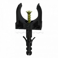 Крепеж-клипса с дюбелем и саморезом черная д16 (100шт/1500шт уп/кор) Промрукав (PR13.0219)