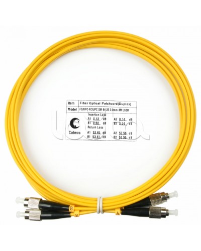 Шнур оптический duplex FC-FC 9/125 sm 3м LSZH Cabeus FOP(d)-9-FC-FC-3m в Первоуральске Патч-корды оптические Pintop.ru