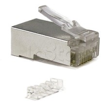 Коннектор RJ-45 под витую пару, категория 6 (50 µ"/ 50 микродюймов), экранированный, универсальный (для одножильного и многожильного кабеля), со вставкой Cabeus 8P8C-SH-C6-TWP