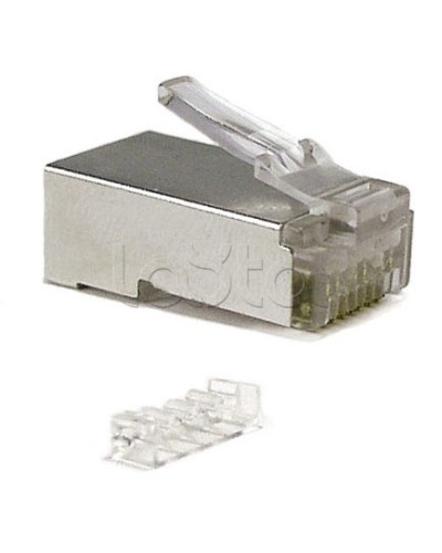 Коннектор RJ-45 под витую пару, категория 6 (50 µ/ 50 микродюймов), экранированный, универсальный (для одножильного и многожильного кабеля), со вставкой Cabeus 8P8C-SH-C6-TWP в Первоуральске Коннекторы и разъемы Pintop.ru