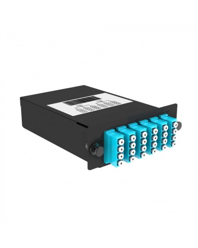 Кассета кроссовая 2 разъема черный Cabeus (FO-OM3-2x12MPO(m)/U-24xLC/U-A-BK) в Первоуральске Кросс оптический Pintop.ru