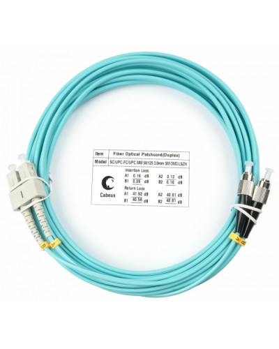 Шнур оптический duplex SC-FC 50/125 mm OM3 15м LSZH Cabeus FOP-50-SC-FC-15m в Первоуральске Патч-корды и пигтейлы Pintop.ru