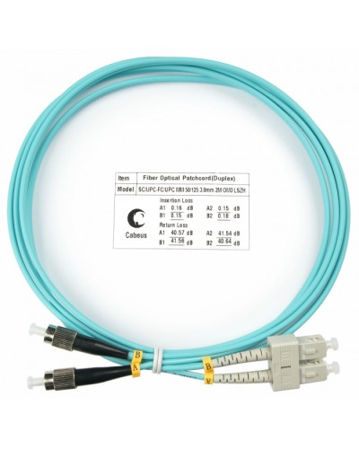 Шнур оптический duplex SC-FC 50/125 mm OM3 1,5м LSZH Cabeus FOP-50-SC-FC-1,5m в Первоуральске Патч-корды и пигтейлы Pintop.ru