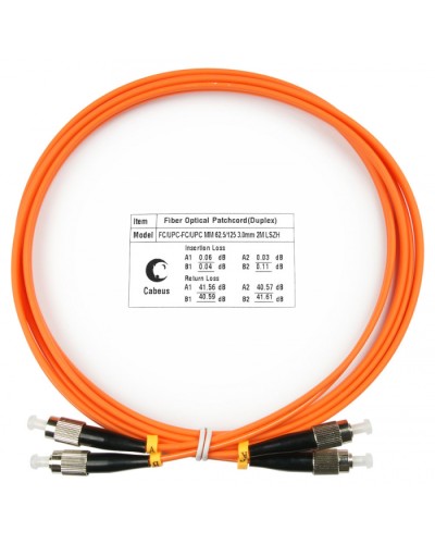 Шнур оптический duplex FC-FC 62,5/125 mm 1,5м LSZH Cabeus FOP-62-FC-FC-1,5m в Первоуральске Патч-корды оптические Pintop.ru