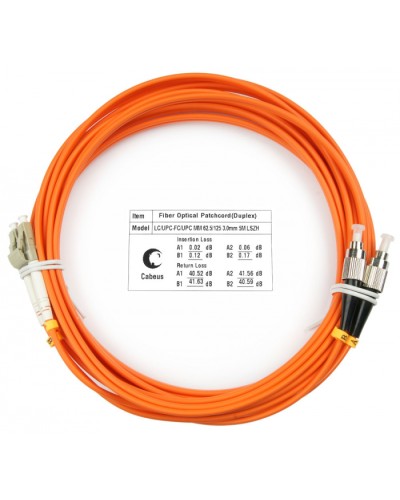 Шнур оптический duplex LC-FC 62,5/125 mm 20м LSZH Cabeus FOP-62-LC-FC-20m в Первоуральске Патч-корды оптические Pintop.ru