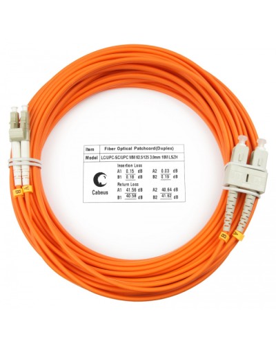 Шнур оптический duplex LC-SC 62,5/125 mm 10м LSZH Cabeus FOP-62-LC-SC-10m в Первоуральске Патч-корды оптические Pintop.ru
