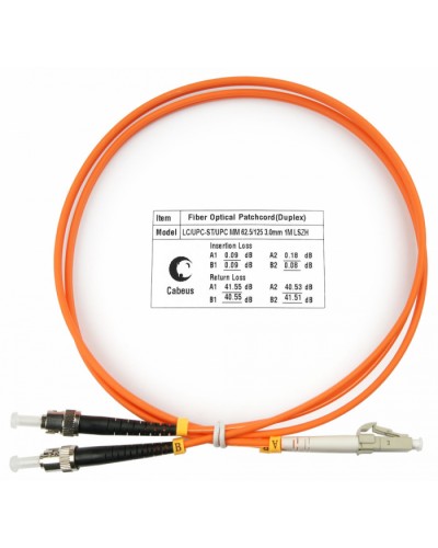 Шнур оптический duplex LC-ST 62,5/125 mm 1м LSZH Cabeus FOP-62-LC-ST-1m в Первоуральске Патч-корды оптические Pintop.ru
