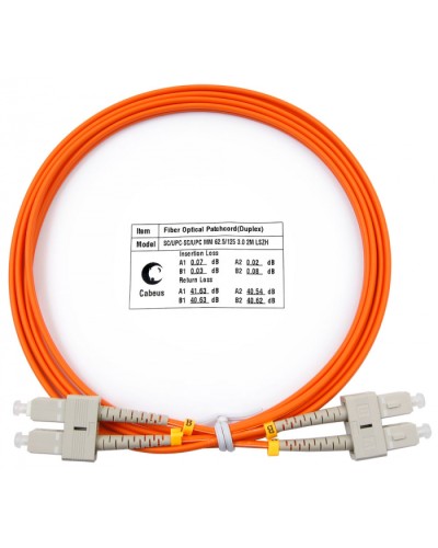 Шнур оптический duplex SC-SC 62,5/125 mm 2м LSZH Cabeus FOP-62-SC-SC-2m в Первоуральске Патч-корды оптические Pintop.ru