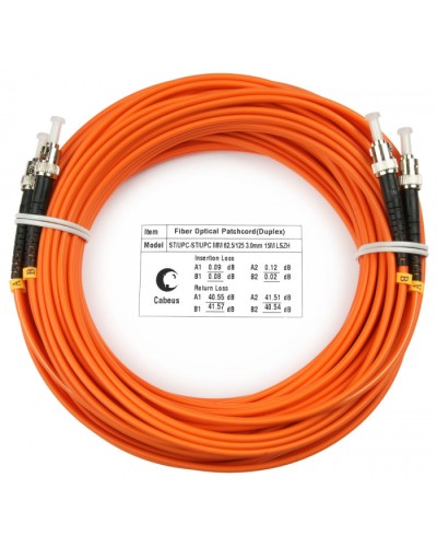 Шнур оптический duplex ST-ST 62,5/125 mm 25м LSZH Cabeus FOP-62-ST-ST-25m в Первоуральске Патч-корды оптические Pintop.ru