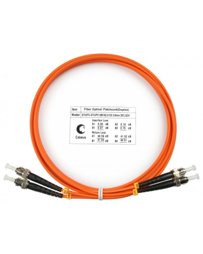 Шнур оптический duplex ST-ST 62,5/125 mm 2м LSZH Cabeus FOP-62-ST-ST-2m в Первоуральске Патч-корды оптические Pintop.ru