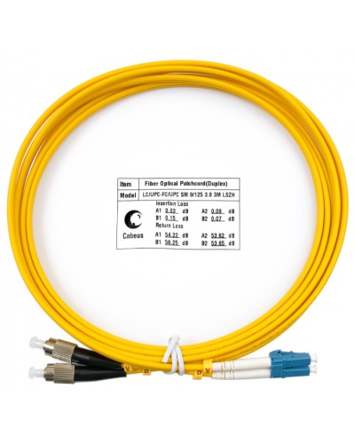 Шнур оптический duplex LC-FC 9/125 sm 3м LSZH Cabeus FOP(d)-9-LC-FC-3m в Первоуральске Патч-корды оптические Pintop.ru