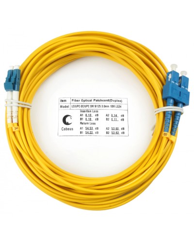 Шнур оптический duplex LC-SC 9/125 sm 25м LSZH Cabeus FOP(d)-9-LC-SC-25m в Первоуральске Патч-корды оптические Pintop.ru