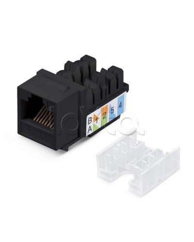 Вставка Keystone Jack RJ-45, категория 6, заделка тип 110, черная, со стяжкой Cabeus KJ-RJ45-Cat.6-90-SW-BK в Первоуральске Модули Keystone Pintop.ru