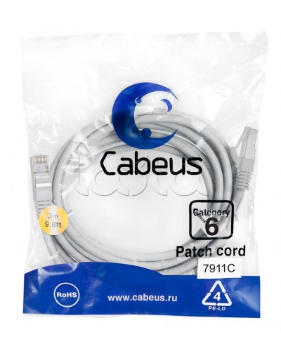 Патч-корд Cabeus PC-FTP-RJ45-CAT.6-3M-LSZH в Первоуральске Патчкорды (медные) Pintop.ru
