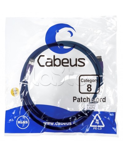 Патч-корд S/FTP Cabeus PC-SSTP-RJ45-Cat.8-10m-LSZH в Первоуральске Патчкорды (медные) Pintop.ru