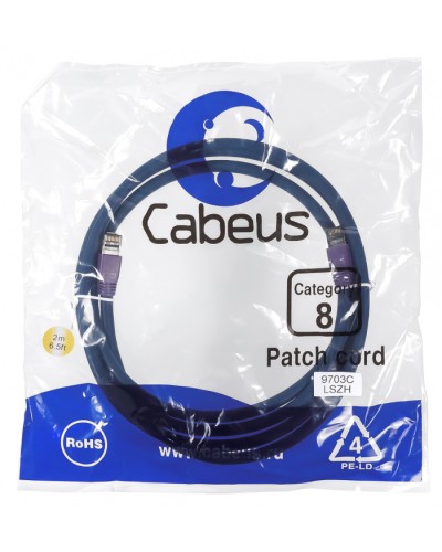 Патч-корд S/FTP Cabeus PC-SSTP-RJ45-Cat.8-2m-LSZH в Первоуральске Патчкорды (медные) Pintop.ru