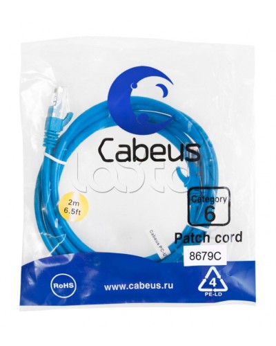 Патч-корд U/UTP Cabeus PC-UTP-RJ45-Cat.6-2m-BL-LSZH в Первоуральске Патчкорды (медные) Pintop.ru