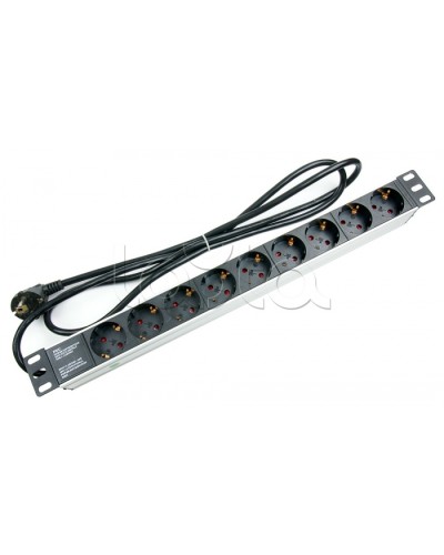 Блок на 9 розеток EU горизонтальный для 19 шкафов Cabeus (PDU-9P-2EU) в Первоуральске Блоки розеток Pintop.ru