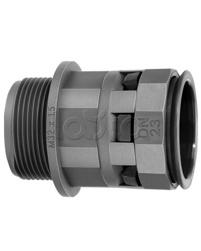 Муфта труба-коробка DN 7 мм, М12х1,5, полиамид, цвет черный DKC PAM07M12N в Первоуральске Повороты, муфты, тройники Pintop.ru