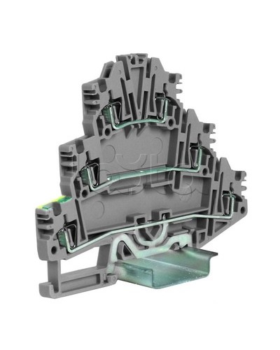 Зажим трех-уровневый c заземлением на нижнем уровне 2,5 кв.мм, серый DKC ZHL500GR в Первоуральске Держатели, клипсы, скобы Pintop.ru