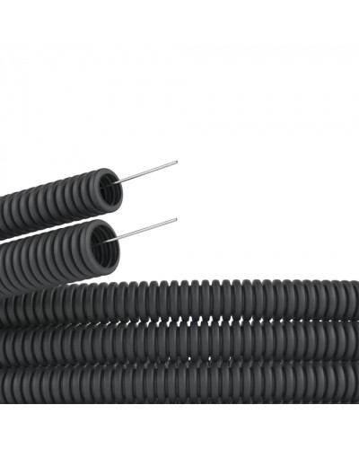 Труба ПВХ гибкая гофрированная. д.16мм, лёгкая с протяжкой,100м черный DKC 91916B в Первоуральске Труба гофрированная Pintop.ru