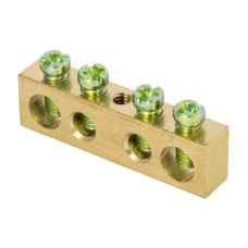 Шина PEN "ноль-земля" (8х12мм) 4 отверстия латунь крепеж по центру EKF PROxima (sn0-125-4-c)