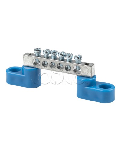 Шина 0 N (6x9мм) 6 отв. цинк 2 синих угловых изолятора EKF (sn1-63-06-2) в Первоуральске Аксессуары для стоек и шкафов Pintop.ru