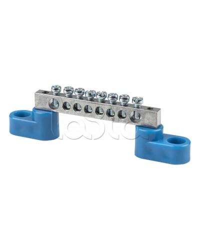 Шина 0 N (6x9мм) 8 отв. цинк 2 синих угловых изолятора EKF (sn1-63-08-2) в Первоуральске Аксессуары для стоек и шкафов Pintop.ru