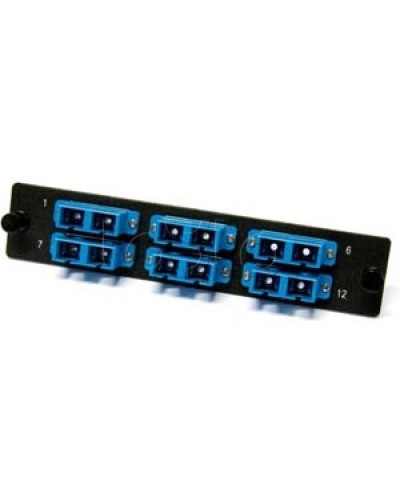 Панель для FO-19BX с 6 SC (duplex) адаптерами, 12 волокон, одномодовые, адаптеры синего цвета Hyperline FO-FPM-W120H32-6DSC-BL в Первоуральске Кроссы оптические Pintop.ru