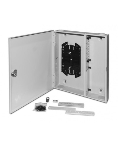 Бокс оптический универсальный настенный, от 8 до 32 портов (SC, duplex LC, ST, FC) Hyperline FO-WBX-4xSLT-W140H42-32UN-GY в Первоуральске Кросс оптический Pintop.ru