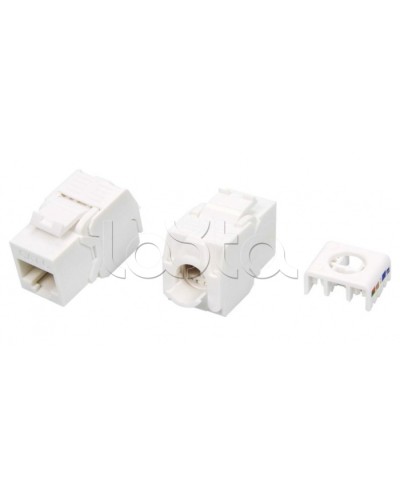 Вставка Keystone Jack RJ-45(8P8C) Hyperline KJ8-8P8C-C6-180-TLS-WH в Первоуральске Модули Keystone Pintop.ru