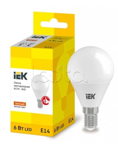 Лампа LED ALFA G45 шар 6Вт 230В 3000К E14 IEK (LLA-G45-6-230-30-E14) в Первоуральске Источники света(Лампы) Pintop.ru
