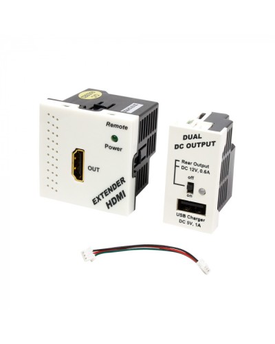 Конвертор RJ45-HDMI, приемник + БП формата Mosaic, 45x45мм + 22.5х45мм, белые LANMASTER (LAN-SIP-23HDMI/RX-WH) в Первоуральске Медиаконвертеры Pintop.ru