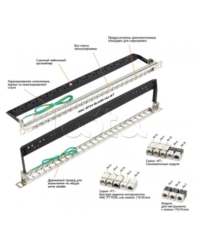 Патч-панель 19, 0.5U, 24xKeystone UTP/STP NIKOMAX (NMC-RP24-BLANK-HU-MT) в Первоуральске Патч панель Pintop.ru