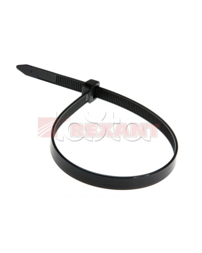 Хомут-стяжка нейлоновый 8х400 мм чёрный (100шт/уп) REXANT 07-0401-8 в Первоуральске Стяжки-хомуты Pintop.ru
