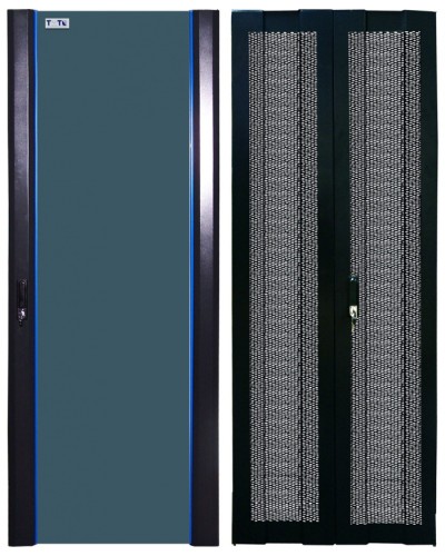 Комплект дверей 42U, 800 мм, черный, передняя - стекло, задняя - распашная перфорированна TWT TWT-CBB-DR42-8x-S-GP в Первоуральске Аксессуары для стоек и шкафов Pintop.ru