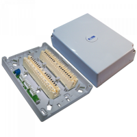 Настенная коробка с установленными плинтами, 2 размыкаемых плинта, 20 пар, пластик TWT (TWT-DB10-2P-DIS)