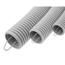 Труба гофрированная ПВХ тяжелая, с зондом диам. 25 мм (50м), огнестойкость E15-E90 Экопласт 11125-E90